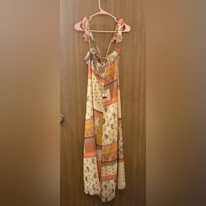 Zara Boho Paisley Print Trapeze Swing Maxi Dress